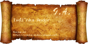 Ivánka Andor névjegykártya