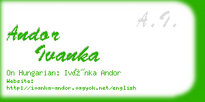 andor ivanka business card